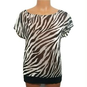 New York & Company Sheer Zebra Blouse Medium